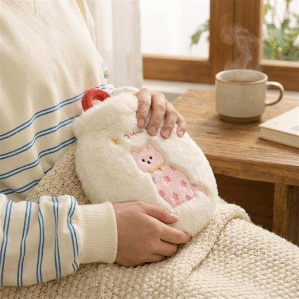 Kitten Embroidery Hand Warmers Handheld Hot Water Bag Portable Warm Water Bag  Belly Warmer