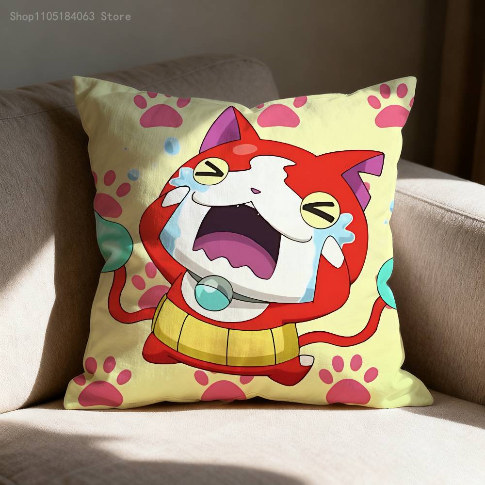 J-Jibanyan Pillow Case For Sofa Decor Car Office Room Printing Cushion Cover Decorations and Protector