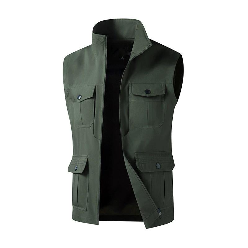 

Men s Sleeveless Cargo Vest Multi-Pocket Stand Collar Lightweight Casual Workwear Outdoor Fishing Hiking Photography Jacket Plus Size M-5Xl XL