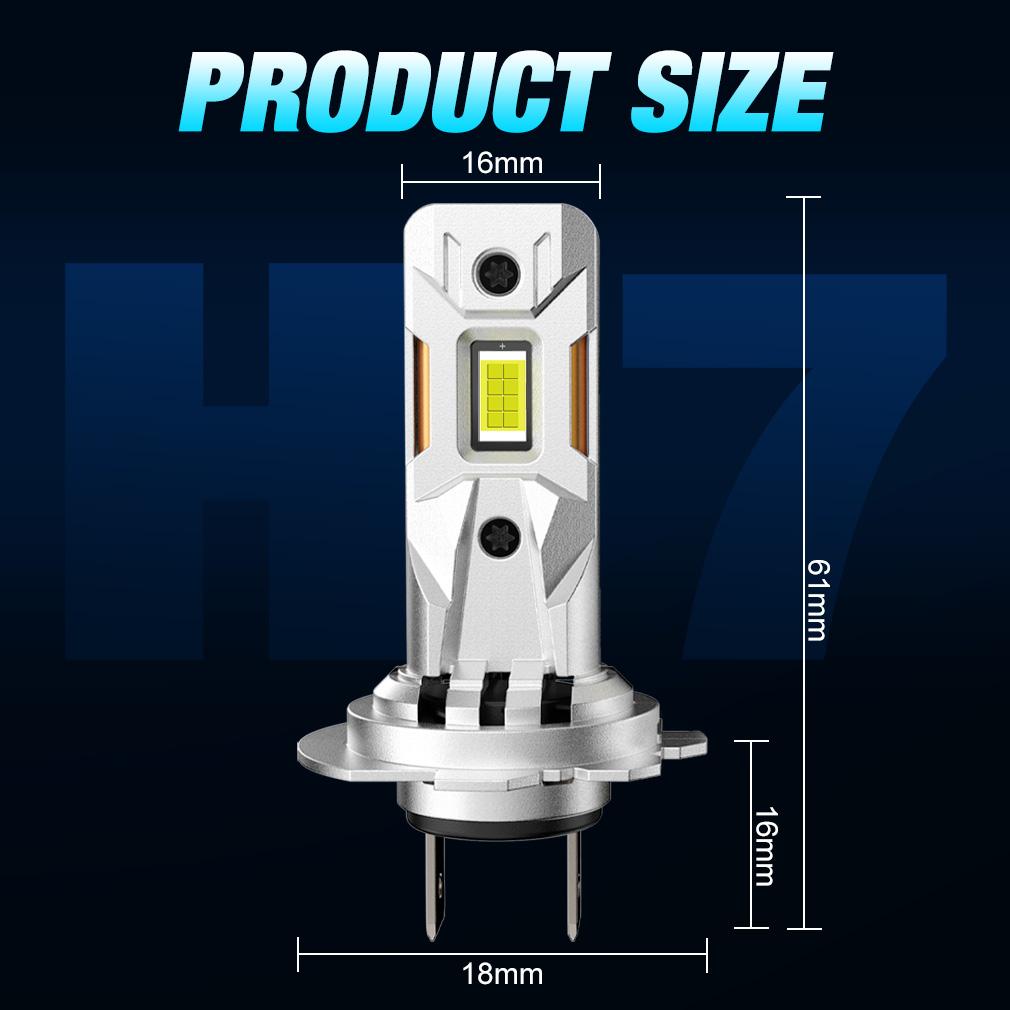 2Pcs 25000LM H7 LED Headlight Bulbs 70W Mini Wireless CSP Car Headlamp Auto Diode Lamps Canbus Turbo Led Automobile Lights U-Shaped Copper Tube 6000K