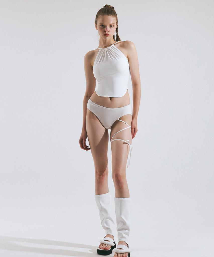VINAJ Shirred Halter Neck Bikini Bra (White)