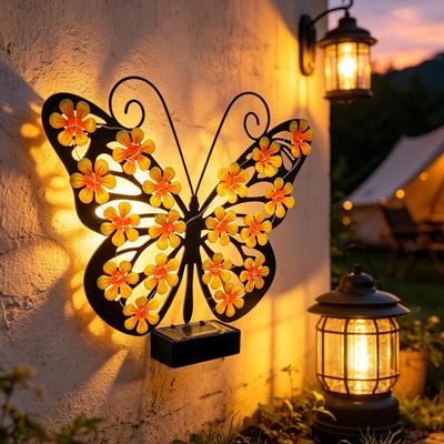 LED Solar Metall Wandleuchten Dekoration Solar Gartenlicht Schmetterling / Biene / Eule Designs Lustige Wanddeko Lampe Für Gartendekoration
