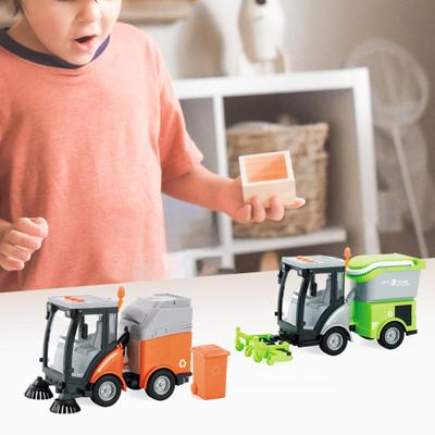 Caminhão de saneamento infantil brinquedo com luz musical inercial drive 1/16 escala realista veículo de limpeza de rua