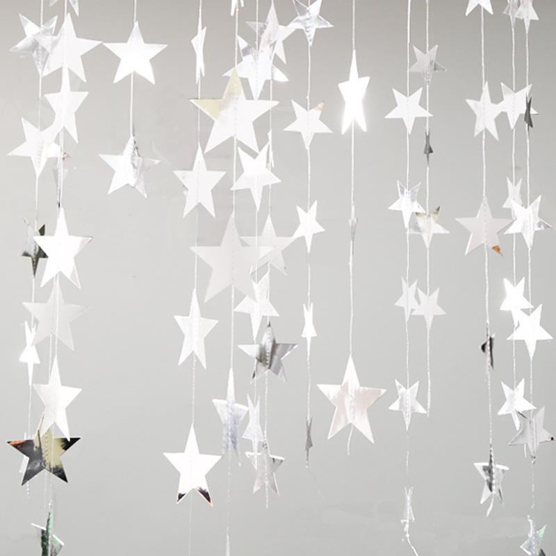 

4m Shimmer Long Banner Baby Shower Gold/Silver Shining Star Bunting Wedding Birthday Party Decoration Children Room Decors