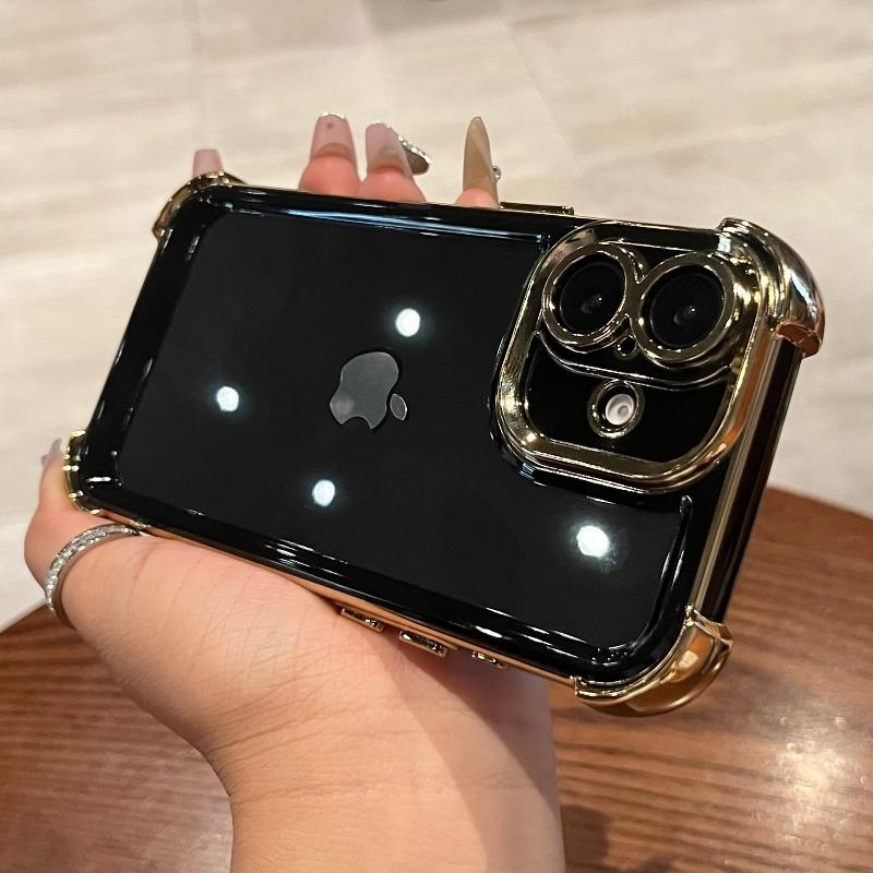 Luxury Transparent Phone Case For iPhone 16 15 14 13 12 11 Pro Max Plus Shockproof Bumper Cover Fundas With Lens Protector