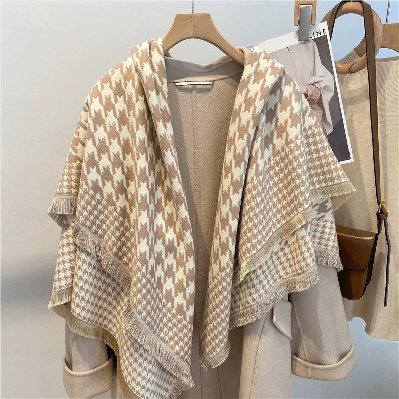 122*128cm Oversized  Imitation Cashmere Wrap with Tassels, Floral Travel Blanket Cape Pashmina Shawl for Women, Versatile scarf