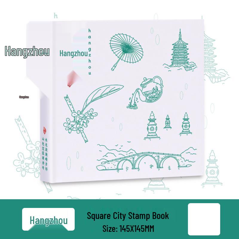 Creative City Stamp Book: Customizable Tourist Check-in Collection, Square Thick Notebook