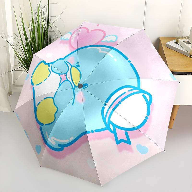 

1pc Adorable Blue Elephant Automatic Opening/Closing Umbrella with Heart-Shaped Handle - Perfect for Fans, Travelers, Everyday Use, and Festive Gifts!