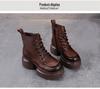 Genuine Leather Zippered Retro Platform Heel Women's Martin Boots