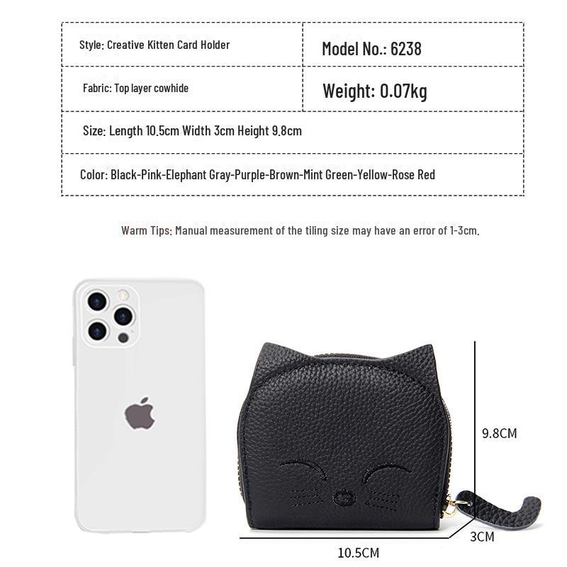 2024 Women's Cute Cartoon Pendant Leather Card Holder with Multi-Slot ID