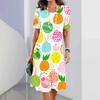 Cute Strawberry Printed Women's Long Dresses Summer Fashion Beach Wear Short Sleeves Hawaiian Style Maxi Dress For Lady Clothing