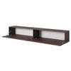 Meuble TV - SELSEY - BISIRA - Noyer Wisconsin - 200 x 31,6 x 30 cm - 2 étagères