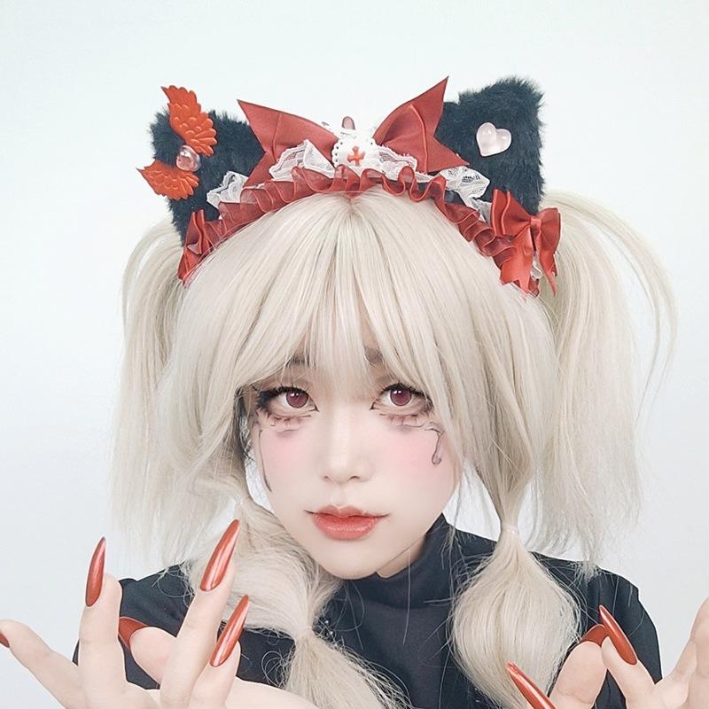 Subculture Diablo Gothic KC headdress Lolita bow headband two-dimensional cat ear headband