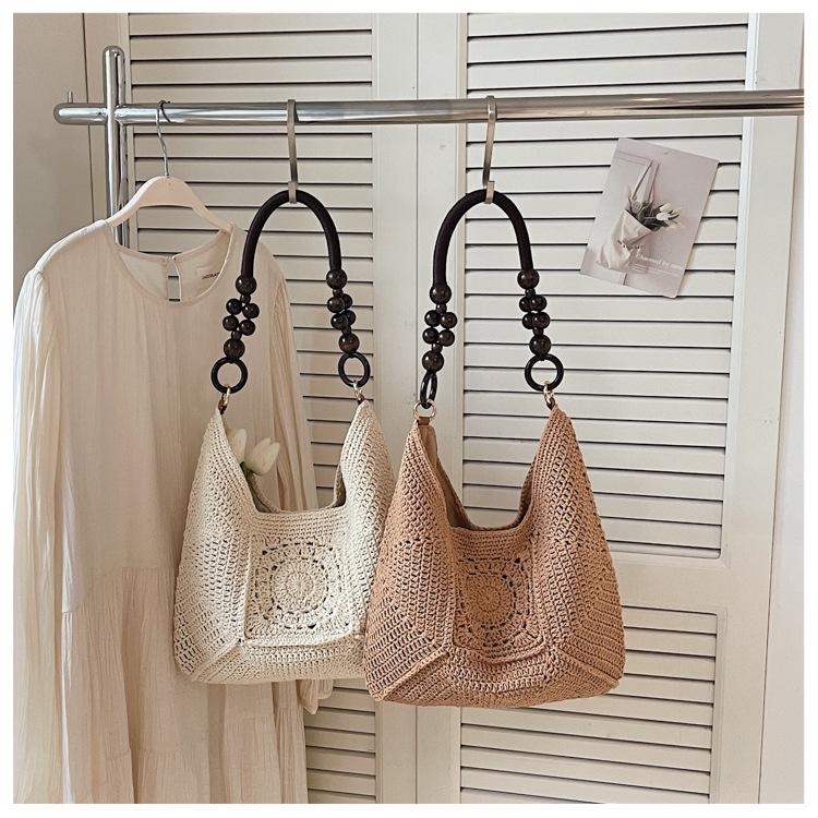 Handmade Crochet Underarm Tote Bag - Casual Lazy Style Shoulder Bag