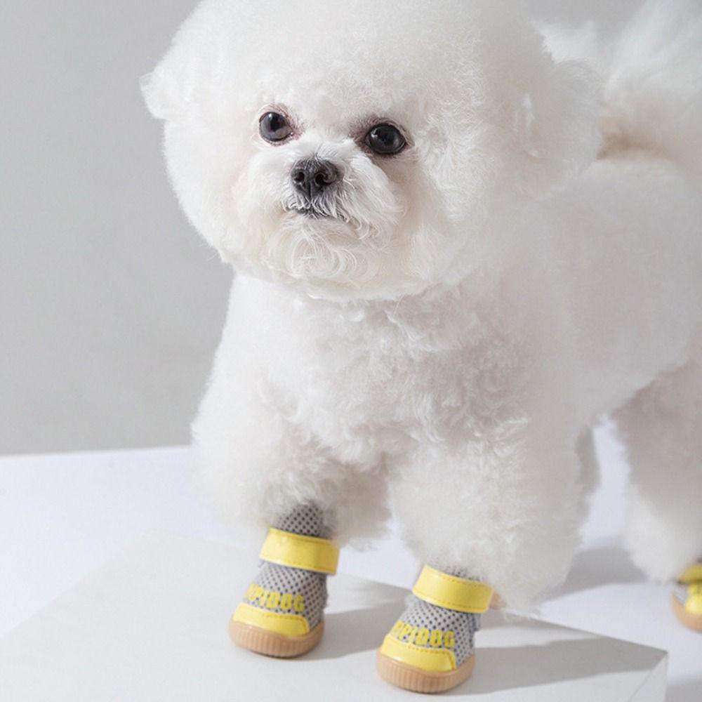 4pcs/set Anti-slip Mesh Dog Shoes Wear-resistant Pet Sneakers Dog Going Out Shoes Dogs Boots  Autumn