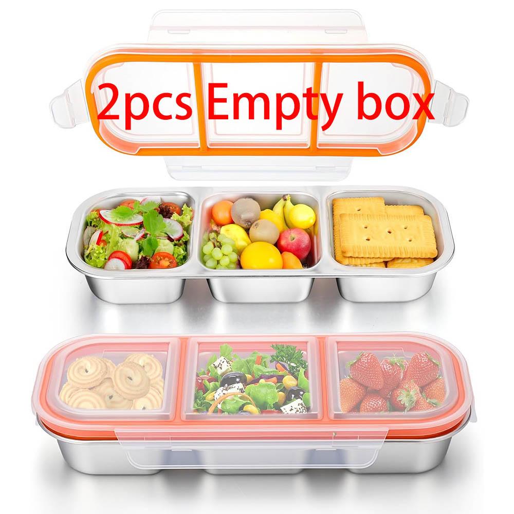 Stainless Steel Snack Containers with Lids,3 Compartment Reusable Snackle Box Container,Metal Food Storage Containers for School