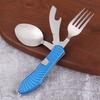 4-In-1 Folding Camping Utensils Stainless Steel Spoon Fork Knife Opener Combo Set Portable Multifunctional Lightweight Outdoor Tableware for Travel