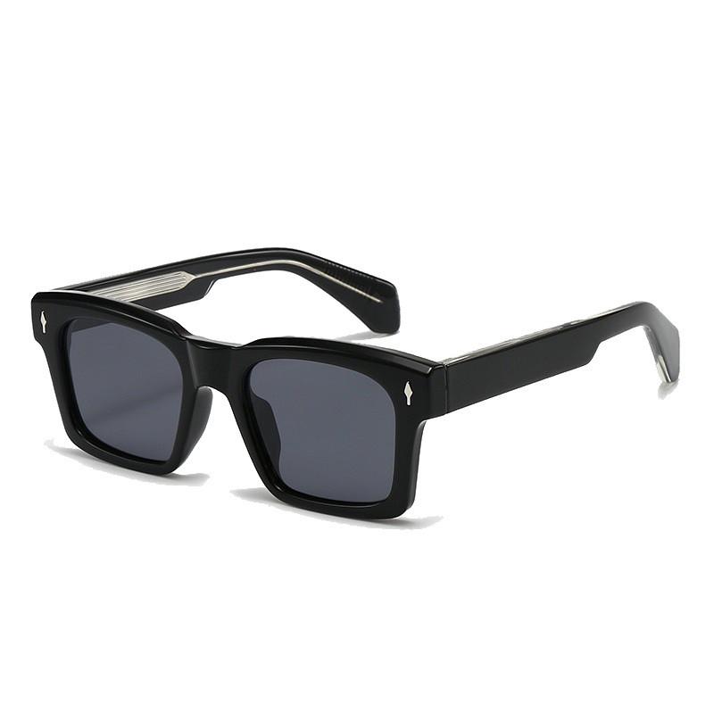 Retro Square Polarized Sunglasses With Uv400 For Driving And Party Events BlackFrameGrayLens
