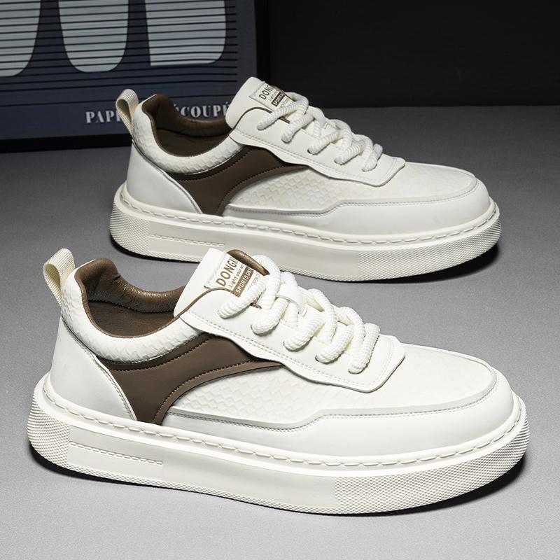 Vielseitige Leder Herren Freizeitschuhe Schnürschuhe Herren Vulkanisierte Schuhe Mode Fahrschuhe Freizeitspaziergänger Männliche Sneakers Skateschuhe