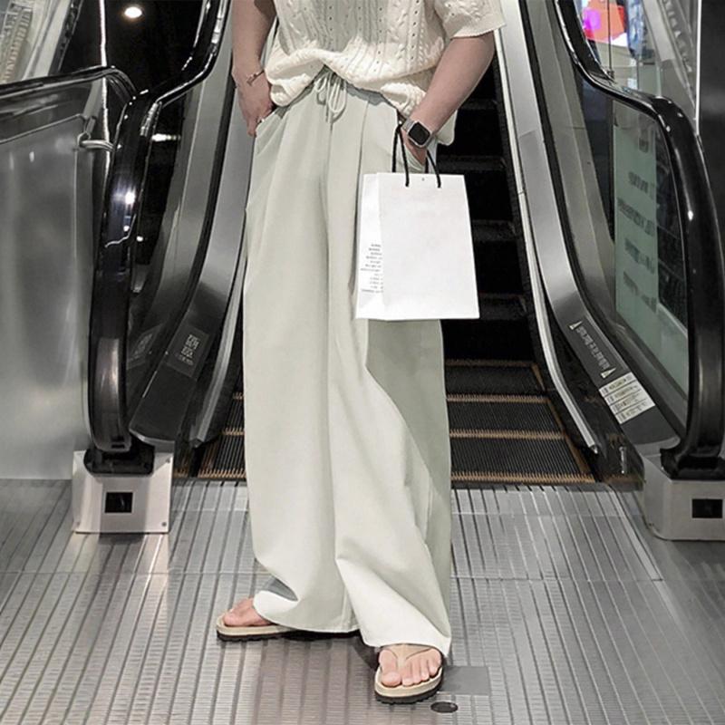 Men's wide-leg pants, new spring and autumn style, loose straight cut, drapey, versatile casual floor-length pants