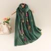 Ethnic Style Embroidered Cotton-Linen Scarf: Thin, Breathable, Fashionable Sun Protection; Wear as Head Wrap or Shawl.
