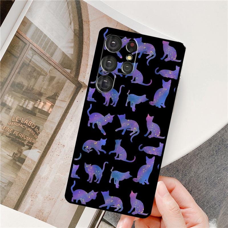 Space Happy Cats Phone Case For Samsung Galaxy S25 Ultra S9 S10 S20 FE S21 S22 S23 Plus S24 Ultra Full Cover