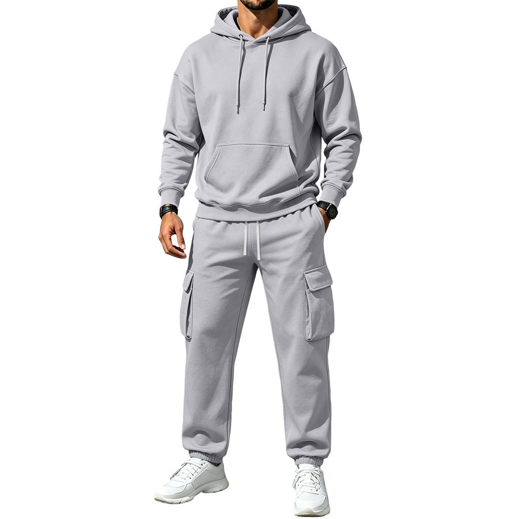 Winter Hooded Sweatshirt and Sweatpants Set for Men Women Casual Matching Outfit