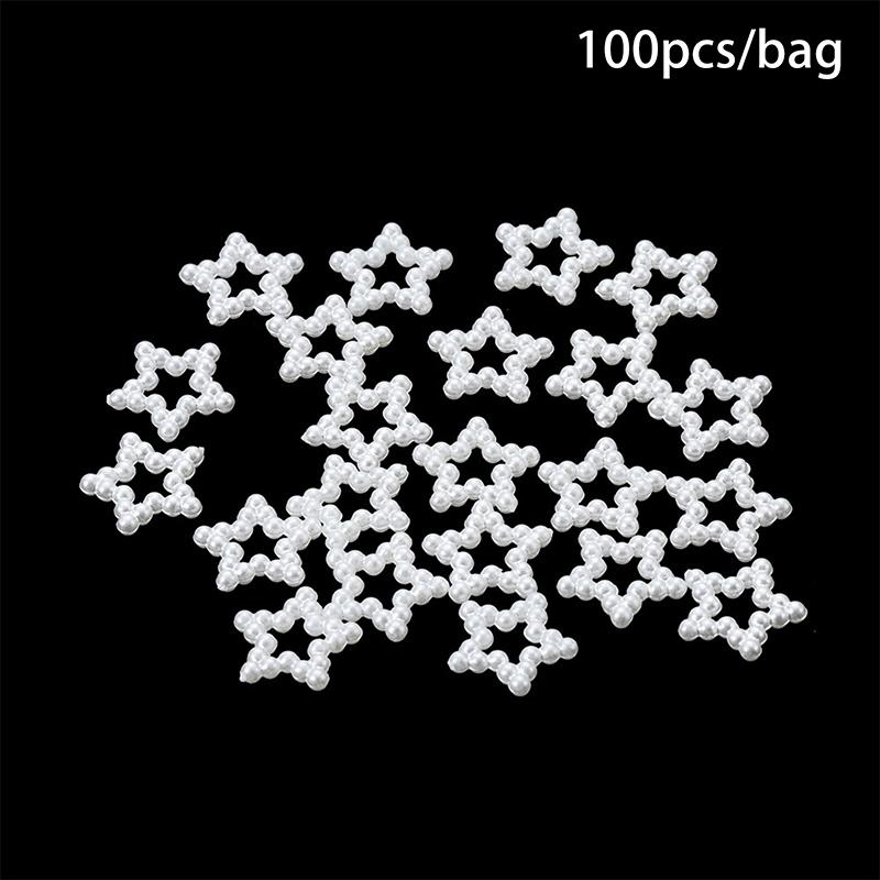100 st/parti Imitationspärlor Blomma Hjärta Stjärna Måne Mellanläggspärlor För Smyckestillverkning Armband Berlocker Örhänge