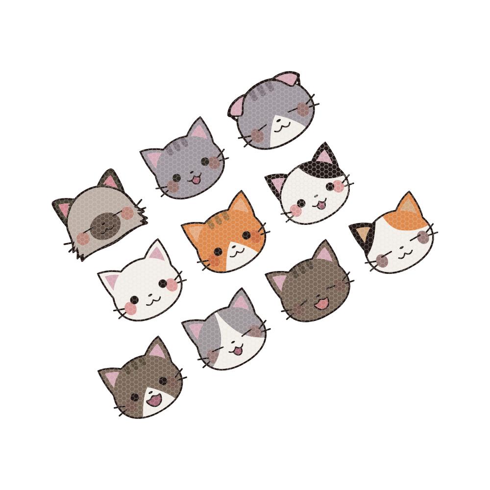 10Pcs Cartoon Cat Car Sticker Vehicle Motorcycle Reflective Scratch Blocking Window Windshield Cute Helmet Sticker Cute Decor 4cm 10pcs&Cartoon Cat