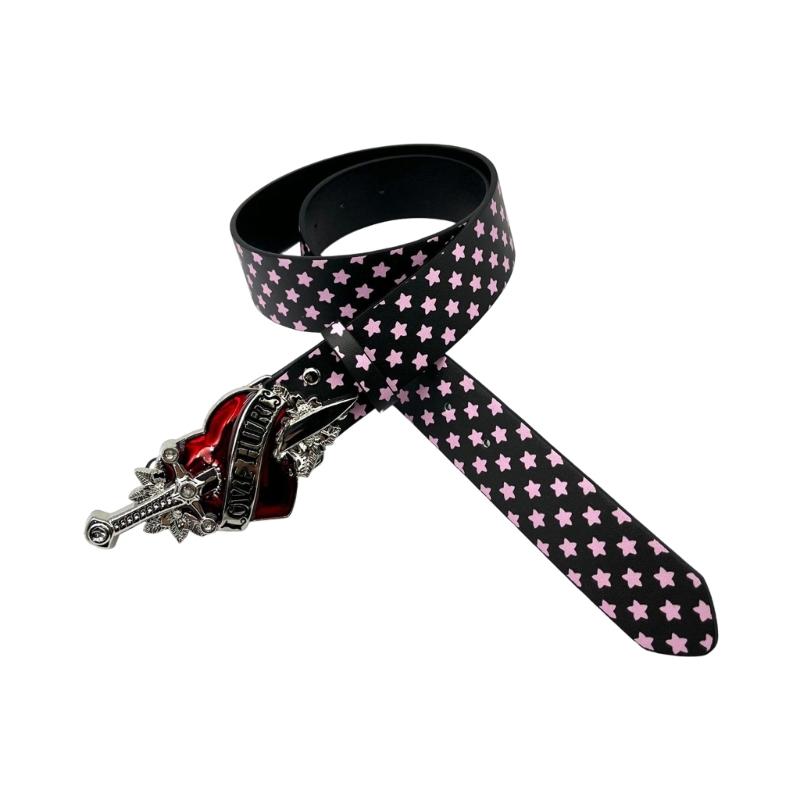 

Fashionable Large Buckles Waistbands Star Leather Waist Belt Unique Belt for Casual Or Party Wear