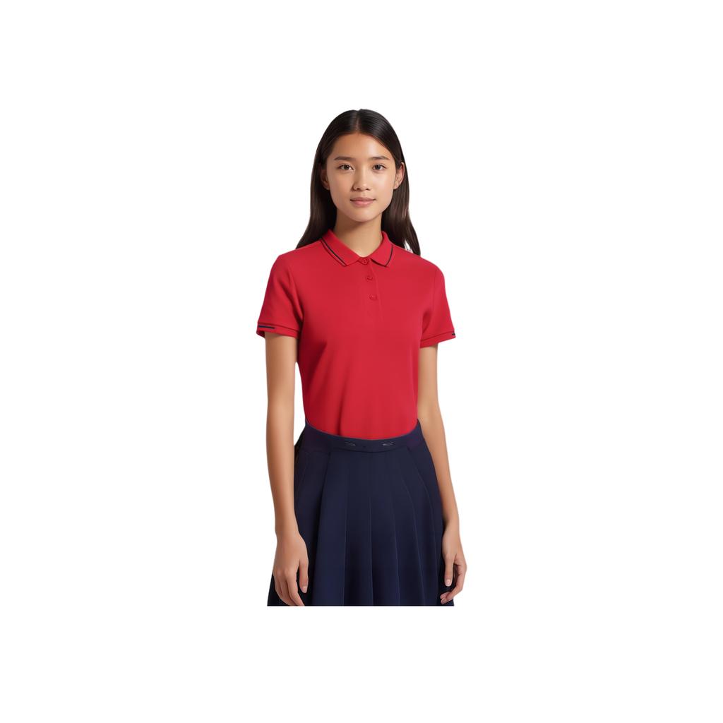Li-Ning Solid Color Casual Breathable Comfortable Short Sleeve Polo Shirt Women tops Bull-Red APLT084-8
