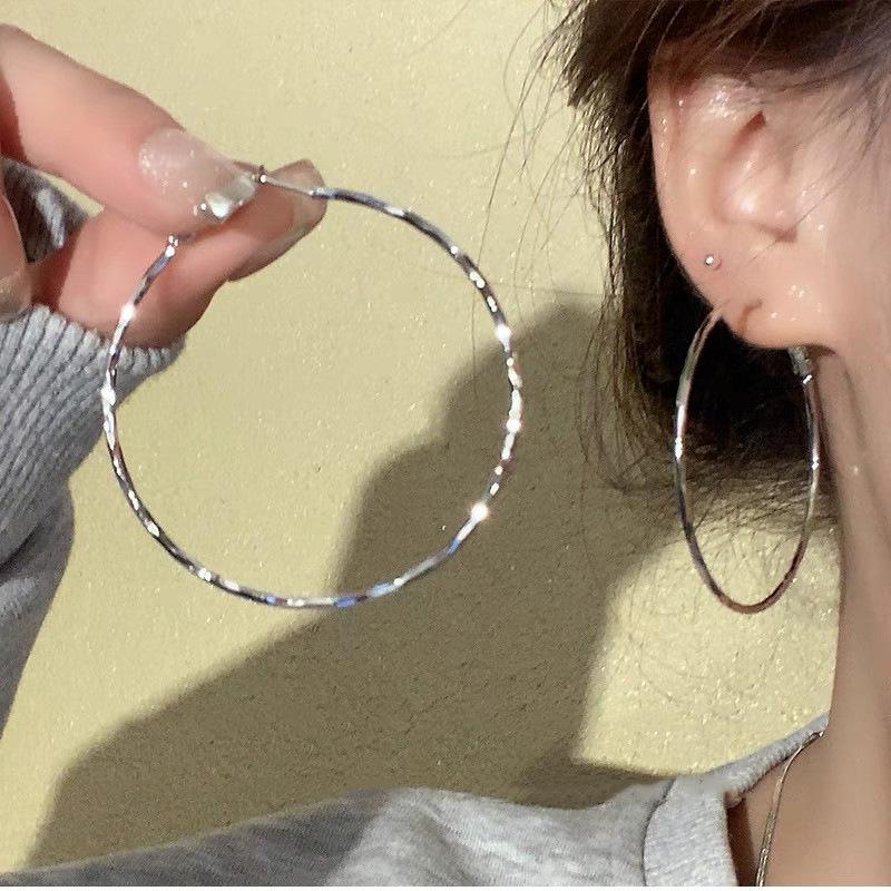 A Big Face Makes a Small Face! Metal Big Hoop Earrings New Hot Style High-end Earrings Temperament Exaggerated Earrings for Women