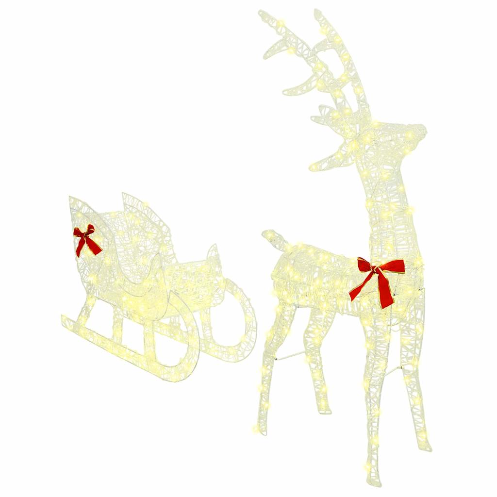 Reindeer Pull Sled Warm White 70 X 26 X 130 Cm Acrylic