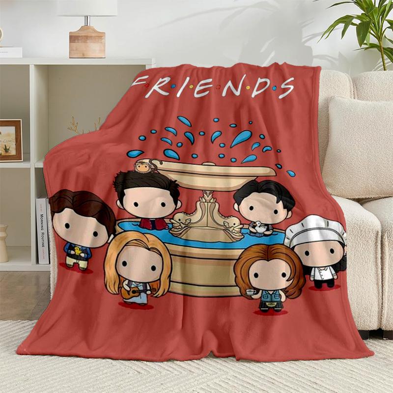 1PC Friends Cartoon Characters Flannel Blanket Gift, Suitable for Both Men And Women, Soft Ideal for Beds And Sofa, Birthday Or Christmas Gift