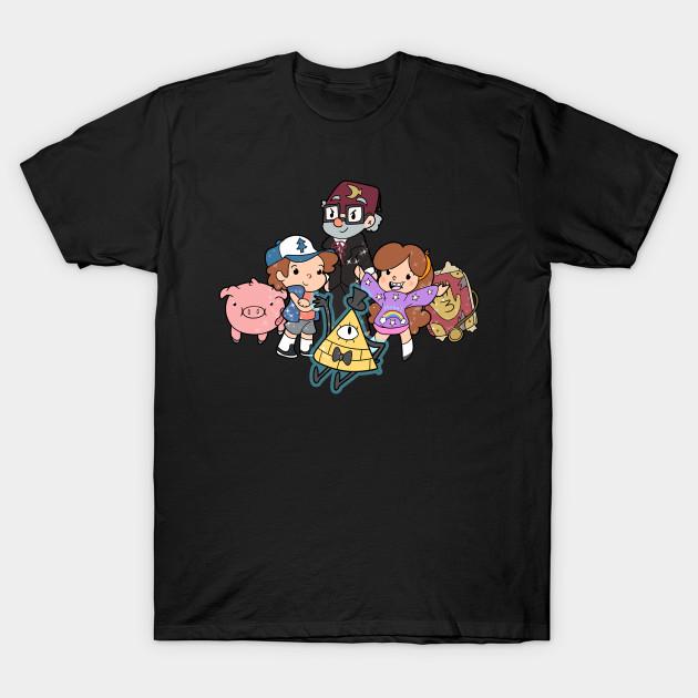 Men Black Print T-shirt Gravity Falls Friends No-Cut Transfer Paper Print Cotton Tshirt