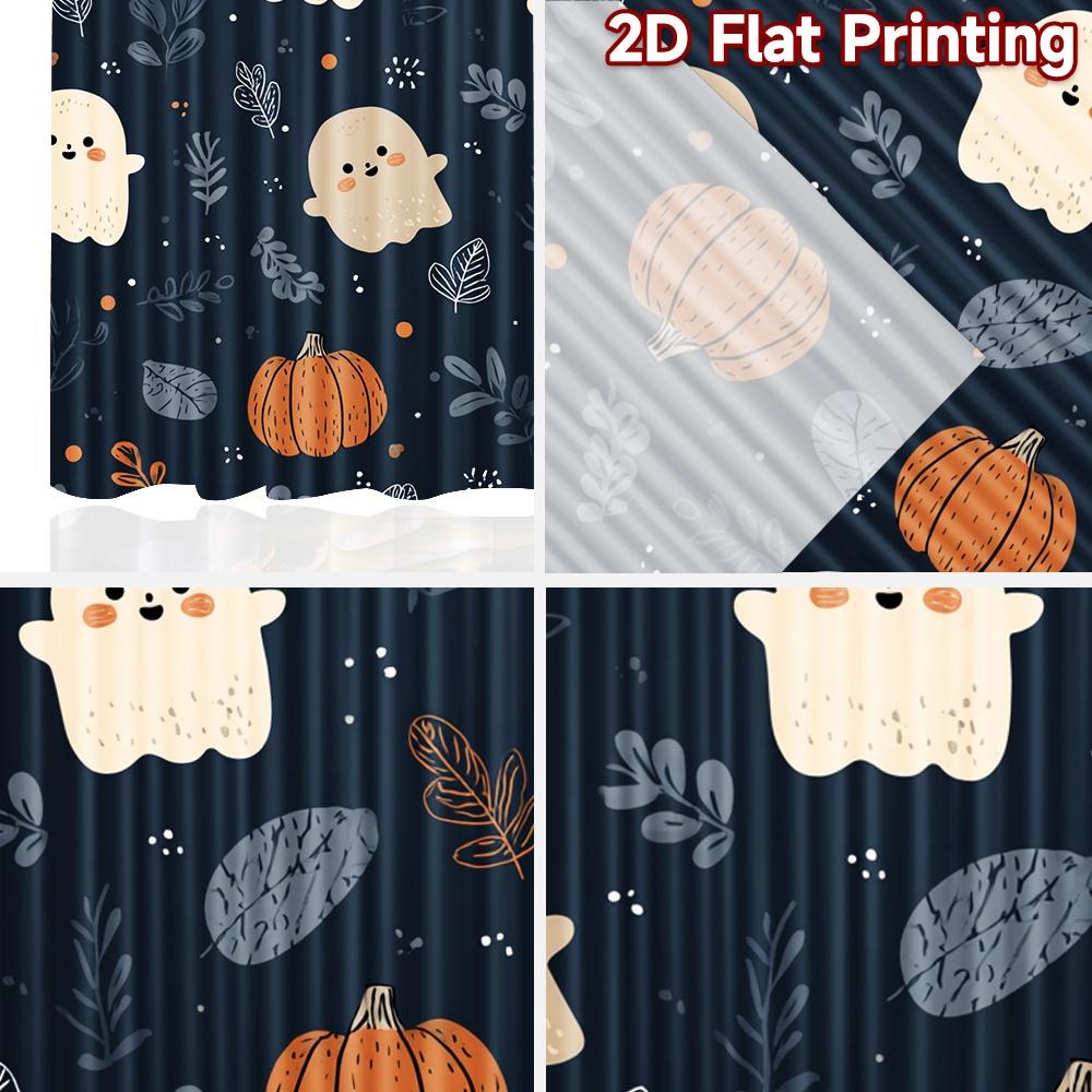 2D FLAT PRINTING 2pcs Curtains (Without Rod) Halloween Ghosts and Pumpkins (2) Easter Festival Minimalist Curtains Yarn Curtains