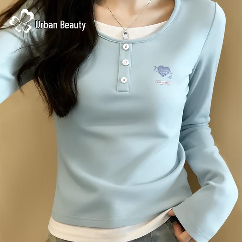 Women s Faux Layer Long Sleeve T-Shirt S