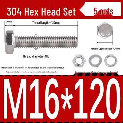 TaiYouYuan 304 Stainless Steel Hex Bolt and Nut Set