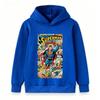 Kids Boys Girls Pullover Hoodie, Retro Comic Print Long Sleeve Casual Hooded Sweatshirt for Super Hero Themed Daily Wear