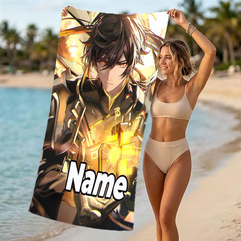 Customizable personalized beach towels Genshin Impact characters themed designs.Suitable for the beach, yoga, sports;ideal as beach accessories