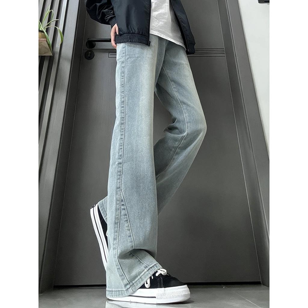 Cleanfit black miter scimitar jeans men's American high street Guochao vibe straight slim pants