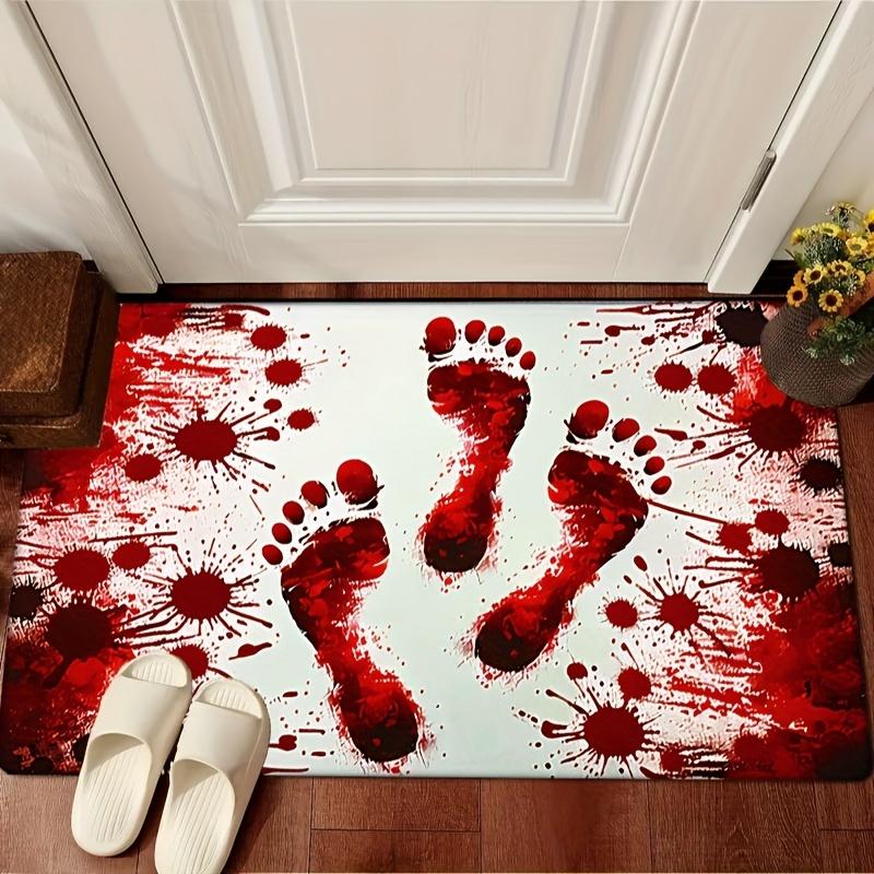 Halloween Blood Footprint Doormat Kitchen Bathroom Balcony Hallway Non-slip Floormat Living Room Bedroom Entrance Rug Home Decor