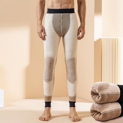 750g Wool Men Winter Tights Underwear Plush Leggings Fleece Lining Thermal Pants Elastic Stretch Thickened