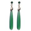 New Natural Chrysoprase Ear Studs Oval Foliage Long Earrings for Women Retro Style High-end Classic Wedding  Jewelry