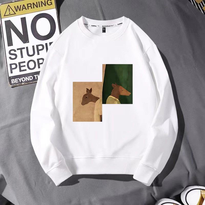 Men's 2023 Trendy Sports Hoodie, Loose Fit, Plus Size, Round Neck, Printed Autumn/Winter Internet Celebrity Style.