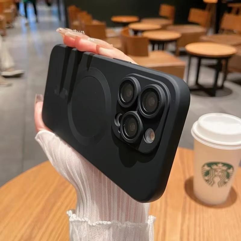 

Shockproof Matte Frosted Phone Case For iPhone 15 14 13 12 11 Pro Max 15 Plus For Magsafe Magnetic Wireless Charging Cover Silicon&iPhone 15 Pro чорний