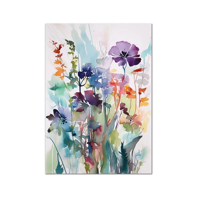 

Nordic Modern Abstract Floral Bouquet Plant Painting Bedroom Decoration Canvas Painting Living Room Decor 21cm x 30cm No Frame