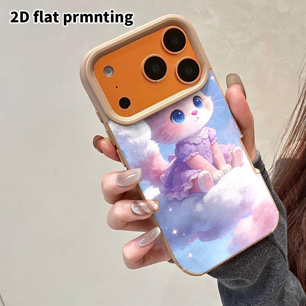Phone Case: 2D Flat Lambskin Cases Suitable for iPhone 18 17 16 15 14 13 Pro, Pink Kitten, Christmas and Halloween Gifts