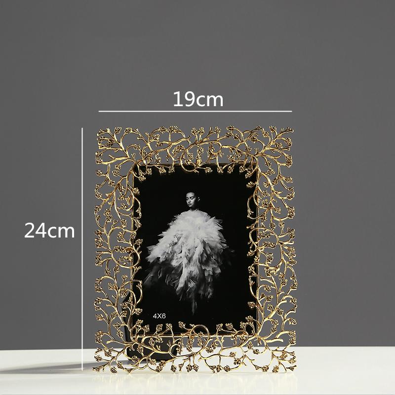 Creativity Photo Frame Metal Golden Leaves Modern Home Desktop Decoration Golden Picture Frame Photo Storage Display Decoration