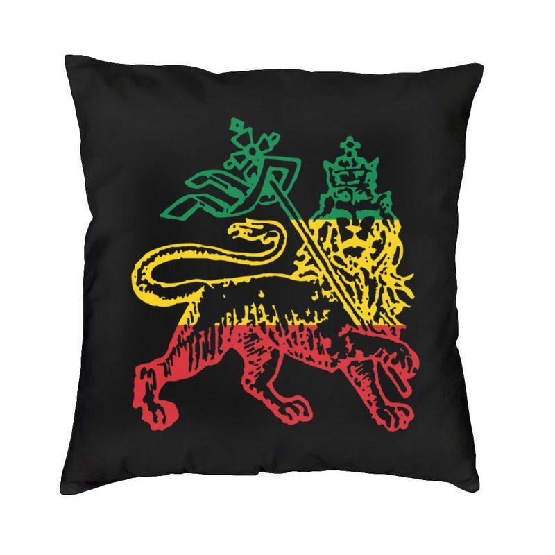 Lion Of Judah Rasta Jamaican Reggae Cushion Cover 45x45cm Home Decor Printing Throw Pillow for Living Room Doublesided